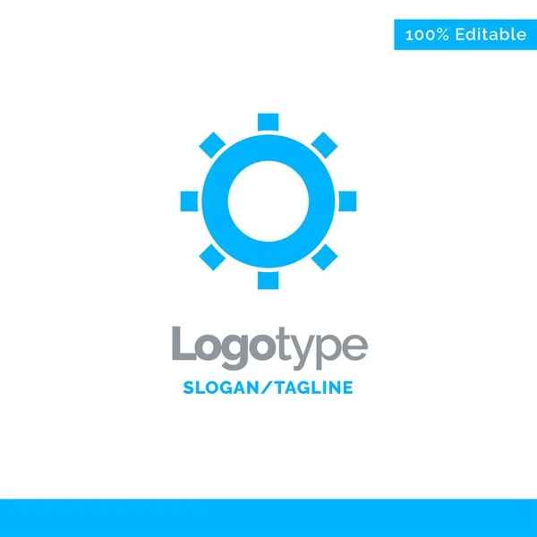 Cogs, engranaje, configuración de plantilla de logotipo sólido azul. Lugar para Tagline — Vector de stock