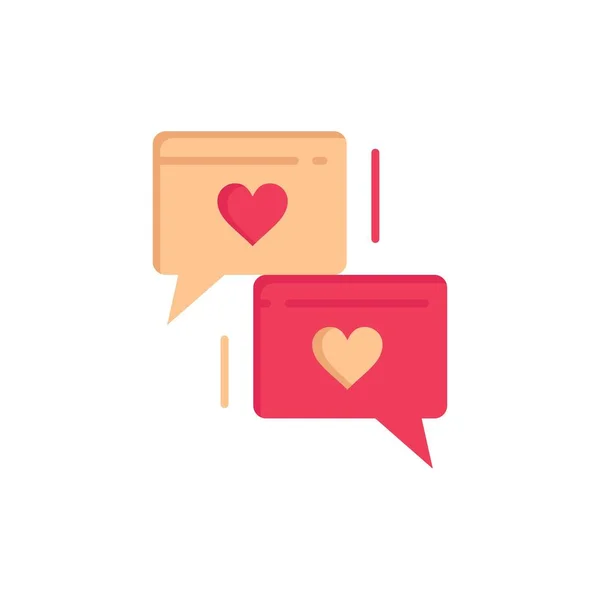 Chat, αγάπη, καρδιά, γάμος επίπεδη χρώμα Icon. Σύμβολο διανυσματικού πλαισίου — Διανυσματικό Αρχείο