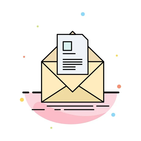 Posta, contratto, lettera, e-mail, briefing Flat Color Icon Vector — Vettoriale Stock