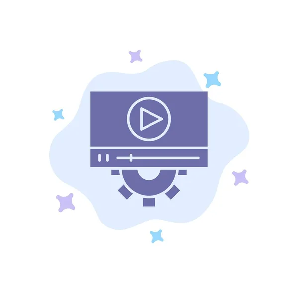 视频， 播放， 设置， 抽象云后格设计蓝色图标 — 图库矢量图片