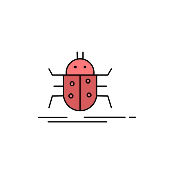 Bug, insetos, inseto, teste, vírus Flat Color Icon Vector — Vetor de Stock