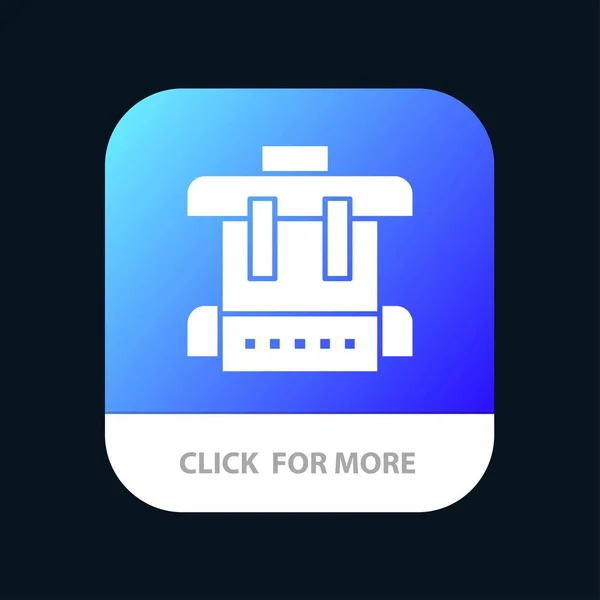 Sac, Éducation, Bouton d'application mobile scolaire. Glyphe Android et IOS — Image vectorielle