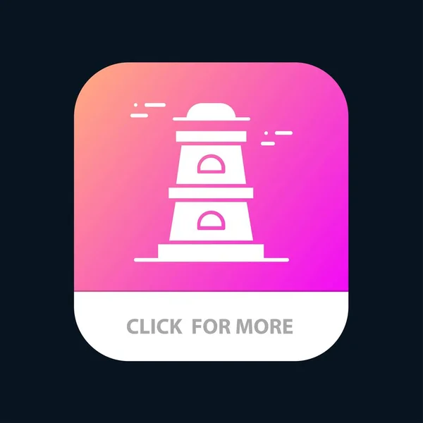 Observatoire, Tour, Watchtower Mobile App Button. Android et IO — Image vectorielle