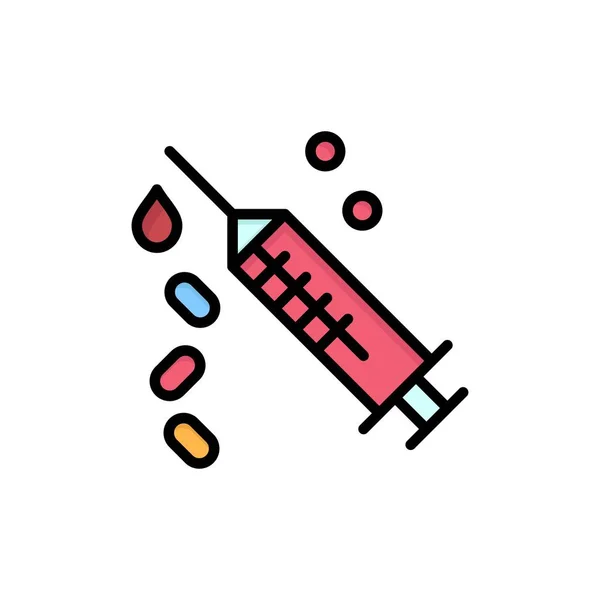Инъекции, шприц, вакцина, икона плоского цвета. Вектор — стоковый вектор