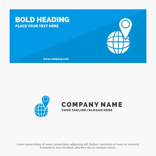 Global, Ubicación, Mapa, World SOlid Icon Website Banner and Busin — Vector de stock