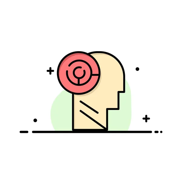Head, Games, Mind, Target  Business Flat Line Filled Icon Vector