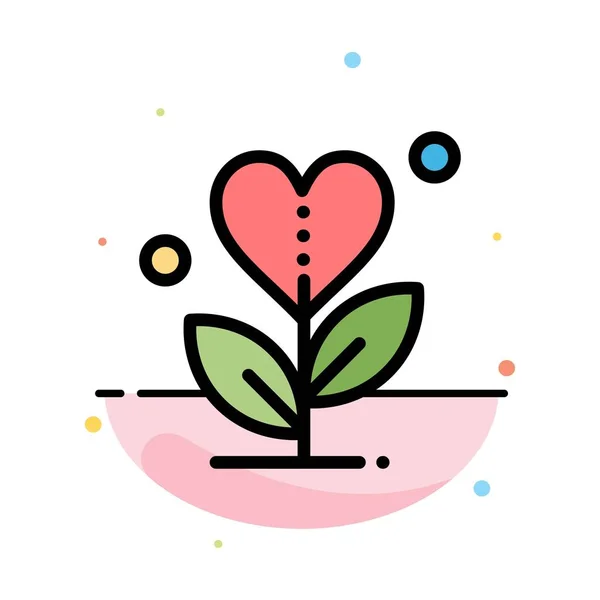 Gratitude, Grow, Growth, Heart, Love Abstract Flat Color Icon Te — Stock Vector