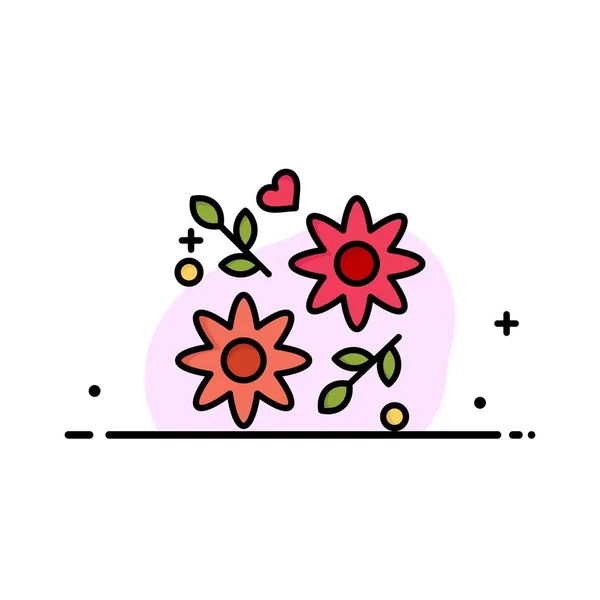 Çiçek, Hediye, Aşk, Düğün İş Logo Şablonu. Düz Renk — Stok Vektör