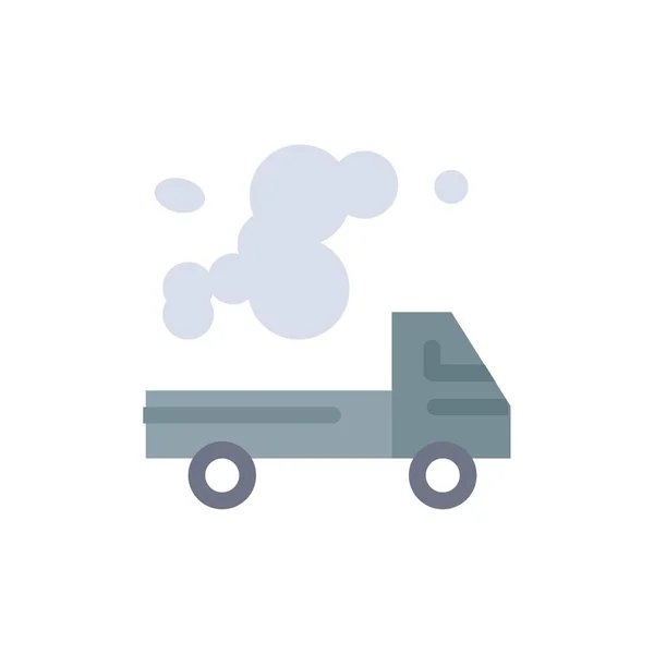 Автомобіль, вантажівка, викид, газ, забруднення плоский колір ікони. VE — стоковий вектор