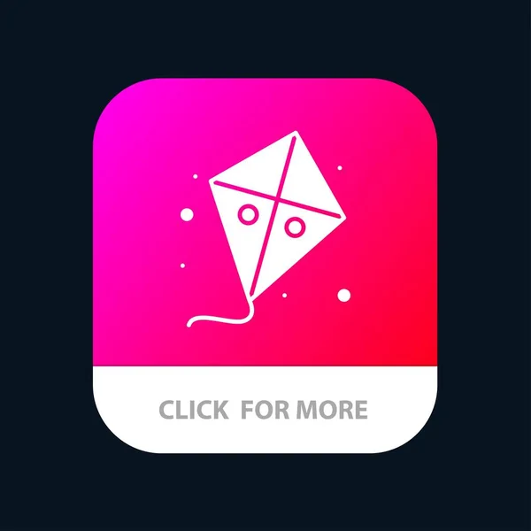 Voler, Pâques, cerf-volant, Bouton d'application mobile de printemps. Android et IOS Gly — Image vectorielle