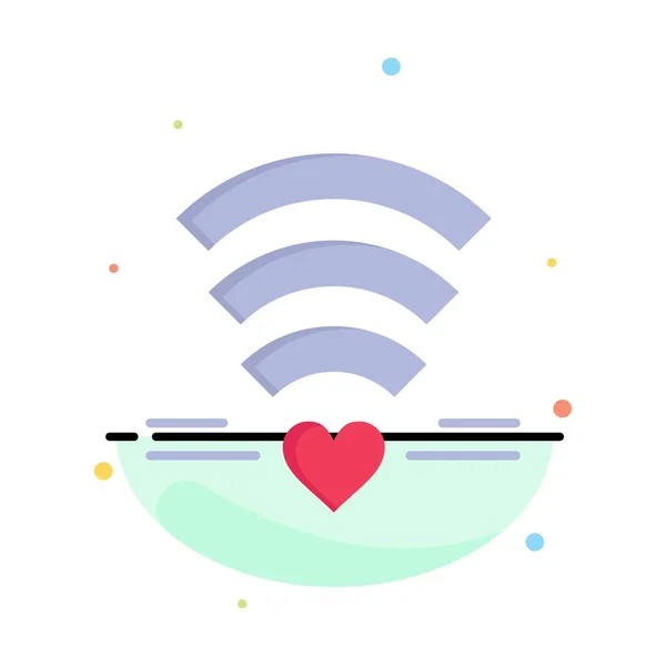 Wifi, Amor, Casamento, Coração abstrato modelo de ícone de cor plana — Vetor de Stock