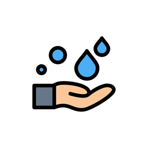 Reinigung, Hand, Seife, waschen flache Farbe Symbol. Banner mit Vektorsymbol — Stockvektor