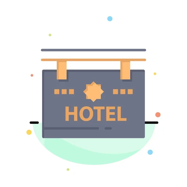 Hotel, Sign, Board, Location Abstract Flat Color Icon Template — Stock Vector