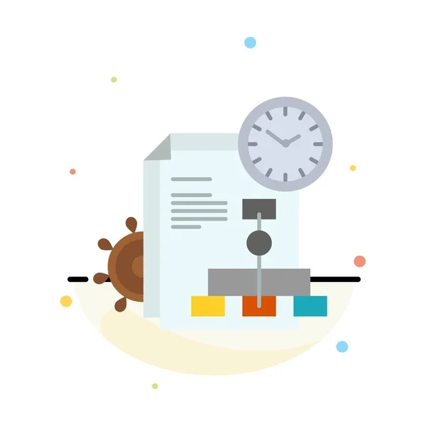 Temps, Fichier, Rapport, Business Abstract Modèle d'icône de couleur plate — Image vectorielle