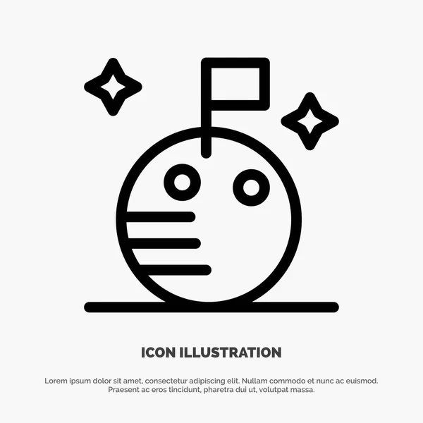 Flag, Moon, Space Line Icon Vector — Stock Vector