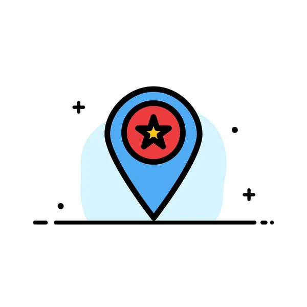 Star, Location, Map, Marker, Pin  Business Flat Line Filled Icon — Stock Vector