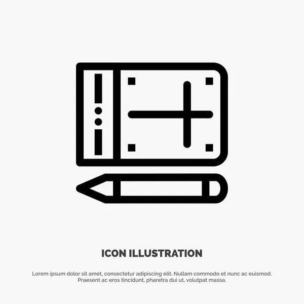 Icono de línea vectorial móvil, lápiz, en línea, educación — Vector de stock