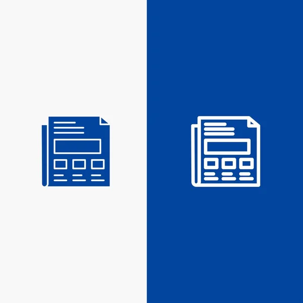 Bericht, Papier, Blatt, Präsentationslinie und Glyphensymbol — Stockvektor