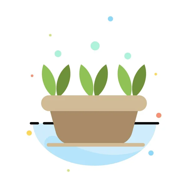 Růst, list, rostlina, jarní abstraktní šablona ikon s plochými barvami — Stockový vektor
