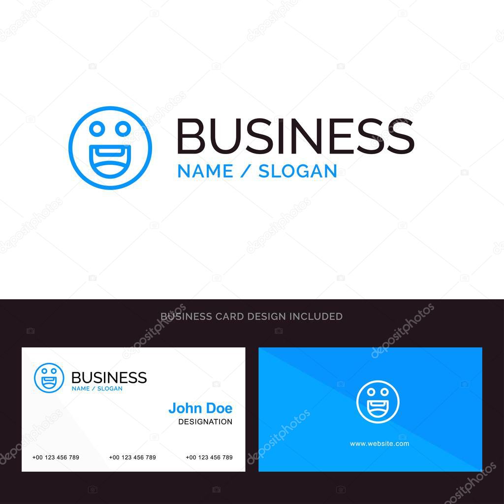 Emojis, Happy, Motivation Blue Business logo and Business Card T