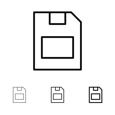 Kart, Bellek Kartı, Depolama, Veri Kalın ve ince siyah çizgi simgesi s