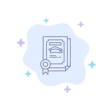 Derece, Başarı, Sertifika, Soyut Mavi Simge üzerine Mezuniyet