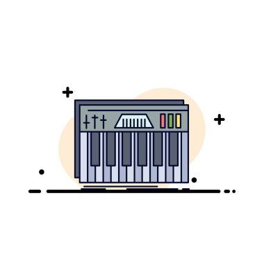 Denetleyici, klavye, tuşlar, midi, ses Düz Renk Simgesi Vektör