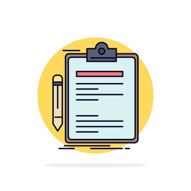 Sözleşme, çek, İş, bitti, pano Düz Renk Simge Vect