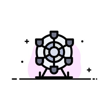 Ferris, Park, Tekerlek, Kanada İş Düz Hat Dolgulu Simge Vektör