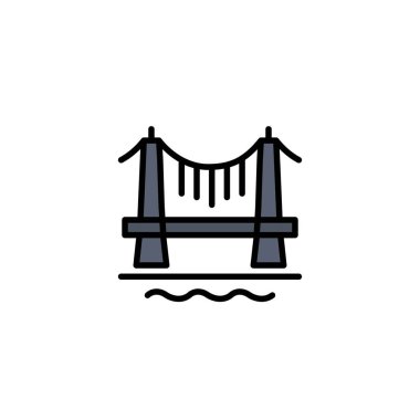 Köprü, Bina, Şehir, Cityscape İş Logo Şablonu. Düz C