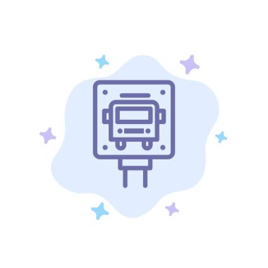 Soyut Bulut Arka Planda Otobüs, Durak, İşaret, Genel Mavi Simge