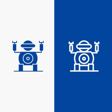 Robot, Teknoloji, Oyuncak Hattı ve Glyph Solid simgesi Mavi afiş Lin