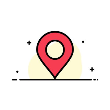 Harita, Konum, Pin, World Business Flat Line Dolu Simge Vektörü