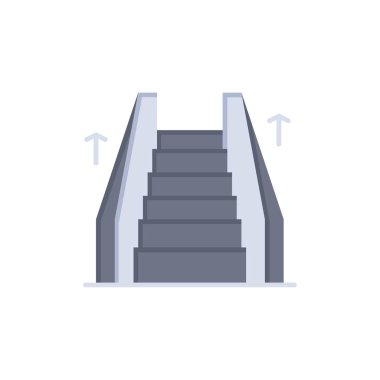 Merdiven, Asansör, Elektrik, Merdiven Düz Renk Simgesi. Vektör simgesi 