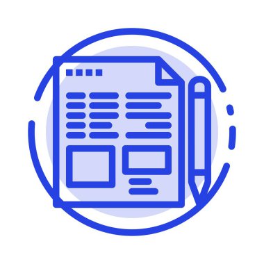 Dosya, Metin, Kalem, Eğitim Mavi Noktalı Çizgi Simgesi