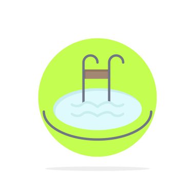 Otel, havuz, yüzme, hizmet soyut daire arka plan düz c