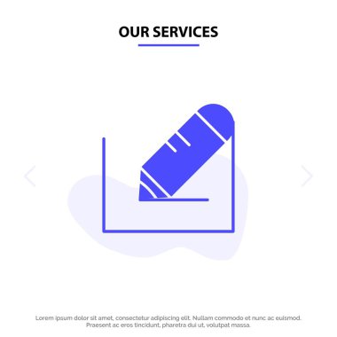 Hizmetlerimiz Kalem, Yazma, Metin, Okul Katı Glyph Icon Web ca