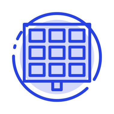 Panel, Güneş, İnşaat Mavi Noktalı Çizgi Simgesi