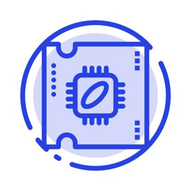 Cpu, Mikroçip, İşlemci, İşlemci Chip Mavi Noktalı Çizgi Simgesi