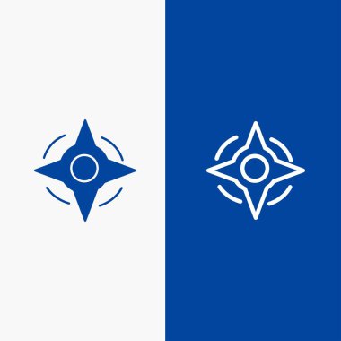 Pusula, Navigasyon, Yol Hattı ve Glyph Katı simgesi Mavi afiş L