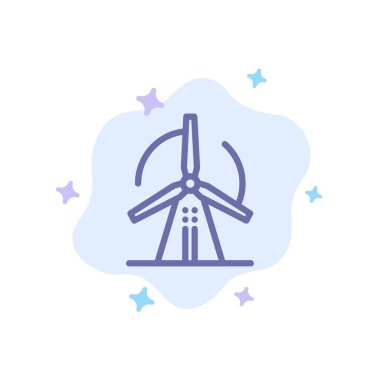 Türbin, Rüzgar, Enerji, Soyut Bulut Backgro Üzerinde Güç Mavi Simge