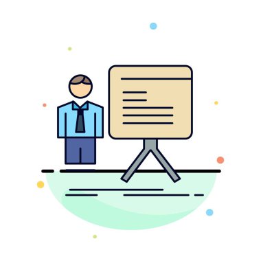 sunum, işadamı, grafik, grafik, ilerleme düz renk ICO