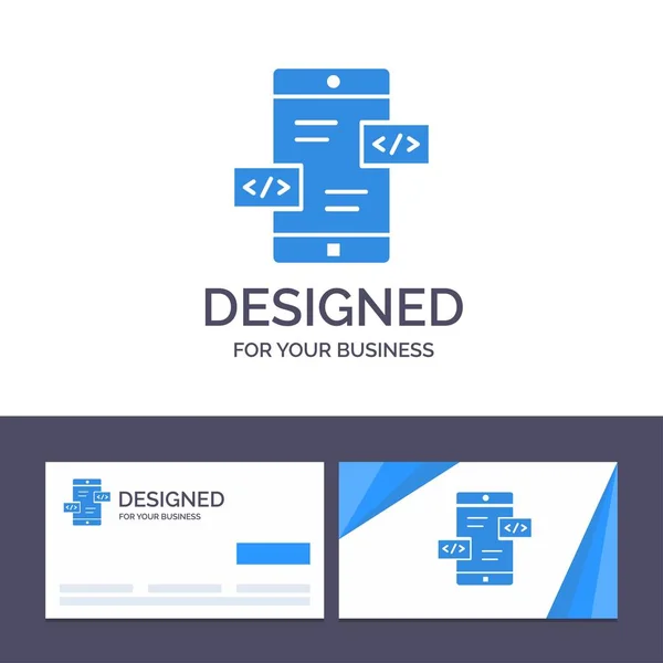 Creative Business Card App Development Arrows Div Mobile Vector — стоковый вектор