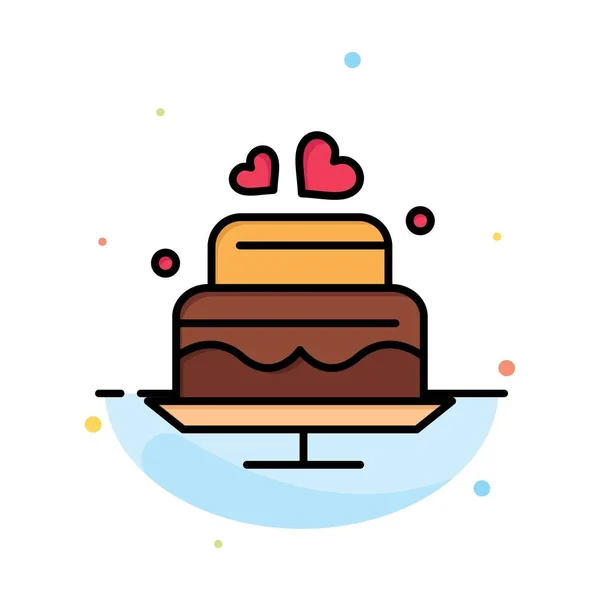 Torta, szerelem, szív, esküvői absztrakt Síkszín ikon sablon — Stock Vector