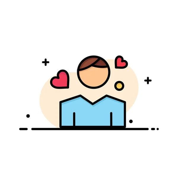 Άνθρωπος, αγόρι, avatar, πρόσωπο, καρδιά επιχειρηματικό λογότυπο πρότυπο. Επίπεδη Col — Διανυσματικό Αρχείο