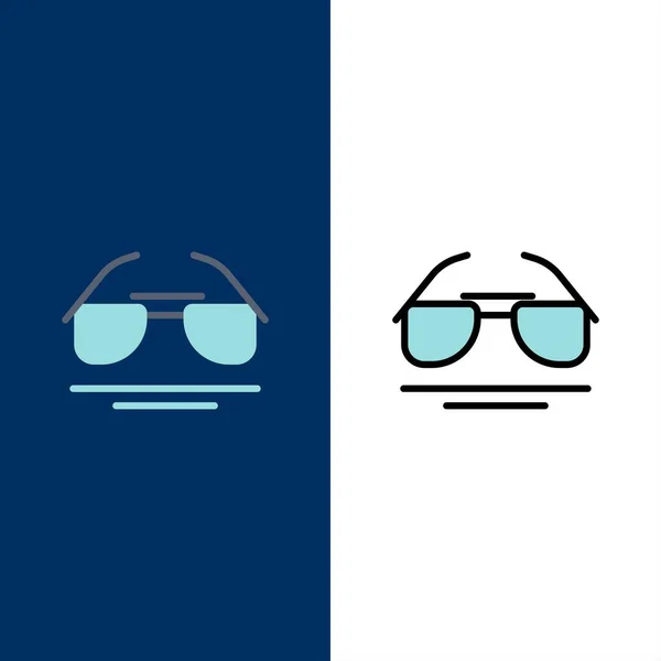 Gafas, Ojo, Vista, Iconos de Primavera. Conjunto de iconos rellenos planos y de línea — Vector de stock