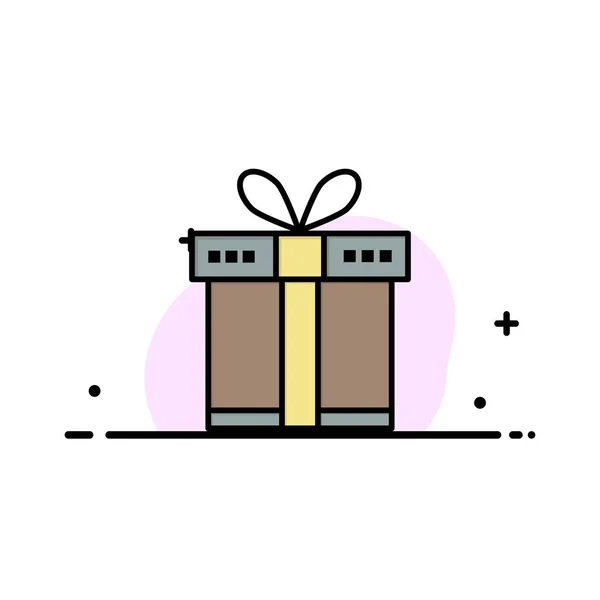 Geschenk, Schachtel, Einkaufen, Band Geschäft flache Linie gefüllt Symbol Vect — Stockvektor