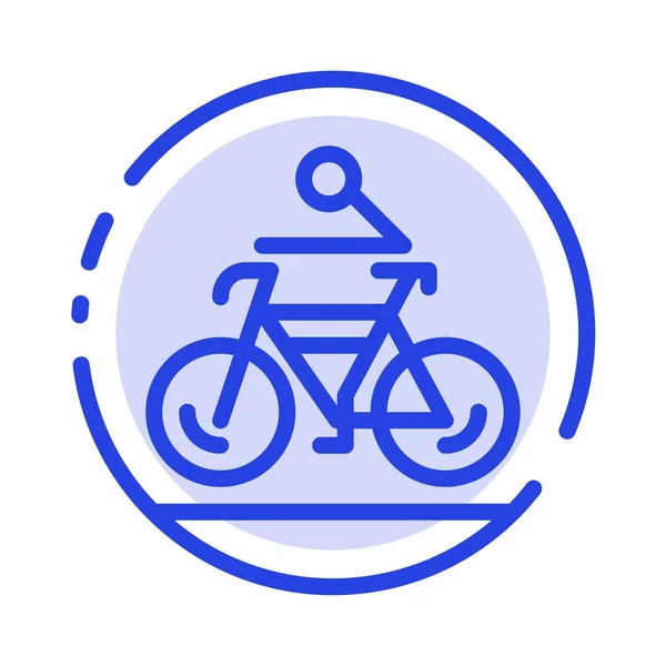 Activiteit, fiets, fiets, Fietsen, Wielersport blauwe stippellijn I — Stockvector