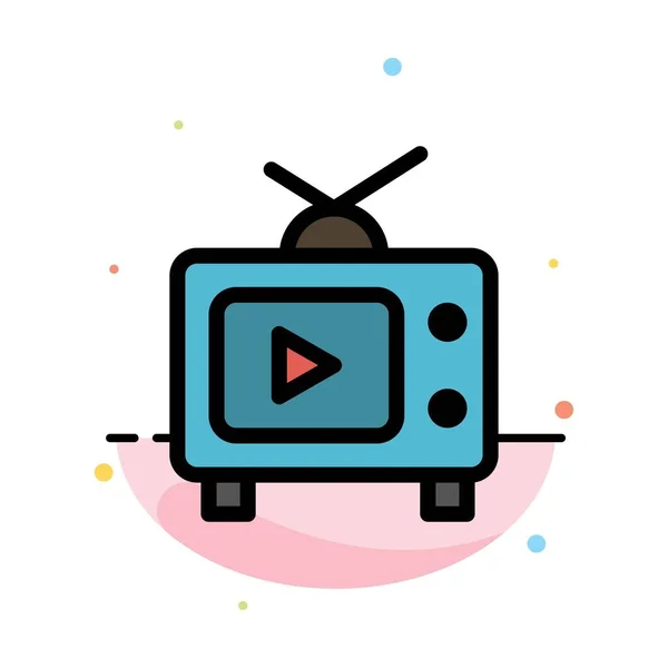 Telewizja, Telewizja, grać, wideo Abstrakcja płaski kolor ikona szablon — Wektor stockowy