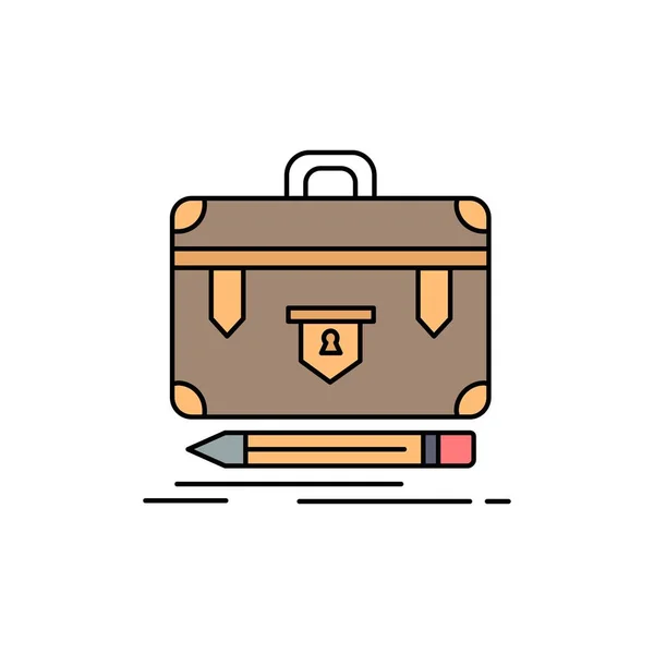 Briefcase, business, financial, management, portfolio Flat Color — Stock Vector